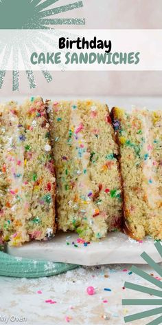 birthday cake sandwiches with sprinkles on a plate