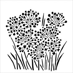 a black and white drawing of some flowers