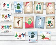 christmas cards with hand prints and santa hats