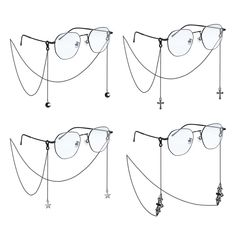 PRICES MAY VARY. 【Glasses Chain for Women】You can get 4 pcs eyeglass chains in one order, gothic style design, fashionable and versatile. The black eyeglass chain set includes: bat, cross, star and moon styles, and the silver and gold sunglass chain set includes: spider, pumpkin lantern, skeleton, and ghost hand.Suitable for reading glasses, glasses and sunglasses. 【Goth Sunglass Eyeglass Chains】The glasses chain uses a stainless steel chain and a silicone anti-skid buckle to ensure that your gl Goth Glasses, Diy Jewlry, Gothic Glasses, Eyeglasses Chain, Eyeglass Strap, Goth Accessories, Small Glasses, Cool Glasses, Chain For Women