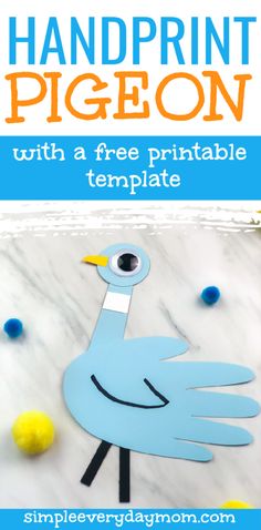 a handprint pigeon with a free printable template