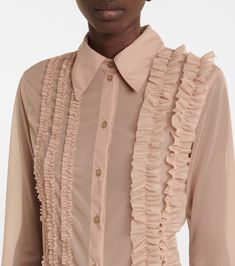 Ruffled Shirt in Beige - Acne Studios | Mytheresa Frill Shirt, Ruffled Shirt, Ruffle Shirt, Knitted Top, No Frills, Acne Studios, Blouses, Acne, Design