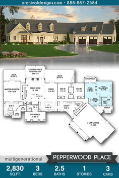 the floor plan for this house is very large and has three bedroom, two bathrooms