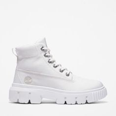 Timberland Greyfield, White Timberland Boots, White Timberlands, Women In White, Boot For Women, Timberland 6, Shoe Shine, Canvas Boots, Timberlands