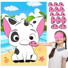 PRICES MAY VARY. PACKAGE INCLUDES: Pin the nose on the pig party game set contains 1 piece of pig poster, 20 pieces of pig nose stickers, 1 piece of pink blindfold and 1 sheet of dot glues. Great games for Moana party and school classroom activities. PREMIUM QUALITY: The pig poster and stickers are made of thick paper. Film covered makes the poster waterproof and durable. Pig nose stickers are reusable so you can take stickers off effortlessly and play with kids many times. Blindfold is made of Pig Poster, Moana Theme, Pig Birthday Party, Birthday Party Games For Kids, 5th Birthday Party Ideas, Birthday In Heaven