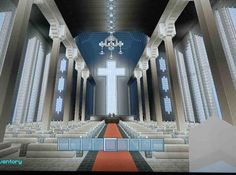 Minecraft Church, Interior Minecraft, Minecraft Banner Designs, Interior Simple, Minecraft Banners, Cool Minecraft Creations, Minecraft Inspiration, Minecraft Construction, Church Interior