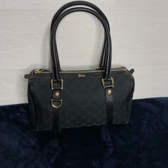 Great Condition Details In The Picture Authentic Gucci 130942 Gg Canvas Leather Black Mini Boston Shoulder Satchel Bag Gucci Black, Black Mini, Canvas Leather, Satchel Bags, Gucci Bag, Vintage Gucci, Satchel, Bag Lady, Gucci