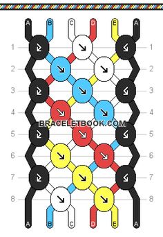 the diagram shows how to draw an interlaced chain with different colors and numbers