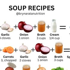 the ingredients for soup are shown in this diagram