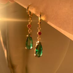 Howl Earrings Emerald Earrings, Hypoallergenic and Environmentally Friendly Material - Etsy Nigeria Howl Earrings, Howls Moving Castle Earrings, Castle Jewelry, Red Gems, Earring Inspo, Prom Inspo, Hacienda Style, Gem Earrings, Howls Moving Castle