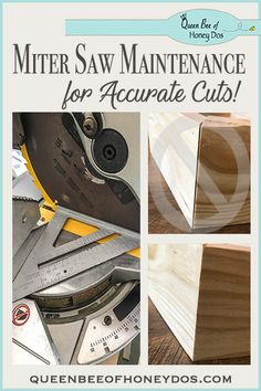 several different types of woodworking tools with the words mitter saw maintenance for acunate cuts