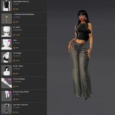 an image of a woman in black top and jeans on the app store page,