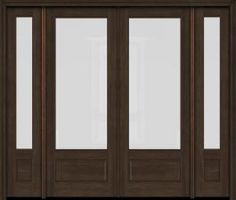 3/4 Lite Mahogany Double Entry Door, Sidelites French Doors Living Room, Double Entry Door, Transitional Doors, French Patio, Fence Doors, Wood Exterior, French Doors Exterior, Double Entry Doors, Double Entry