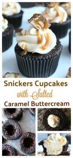 cupcakes with salted caramel buttercream frosting on top and bottom