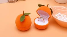 Kawaii Rings, Kawaii Ring, Orange Jewelry, Personalized Jewelry Box, Fruit Jewelry, Ring Displays, Fruit Design, Cute Rings, Import Export