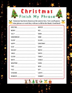 a christmas printable game for kids to play