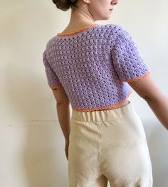 Retro Crop Top, Short Sleeve Knit Top, Blouse Purple, Smart Parenting, Cardigan Sweaters, Purple And Orange, Orange Top, Sweater Vintage, Button Up Blouse