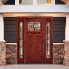 Feather River Doors Preston Craftsman Collection will bring instant curb appeal to any opening. Available in zinc or patina caming along with three hand stained finish options in chestnut, cherry, and chocolate. This collection is also standard with hands Craftsman Exterior Door, Craftsman Front Door, Cherry And Chocolate, Craftsman Houses, Mahogany Entry Doors, Fiberglass Front Door, Prehung Doors, Craftsman Exterior, Fiberglass Door