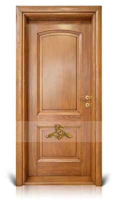 a wooden door with an ornate design on the front and side panels, which are carved into