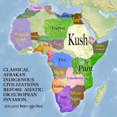 a map of africa with the names of its major cities and their respective towns in different colors