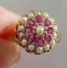 Stunning Antique Victorian 15ct Gold Ruby & Pearl Cluster Ring c1871 | eBay Victorian Hallmarked Cluster Ring, Victorian Multi-stone Ruby Ring, Victorian Multi-stone Ruby Ring For Wedding, Victorian Ruby Cluster Ring For Anniversary, Victorian Style 14k Stamped Ruby Ring, Victorian 14k Stamped Ruby Ring, Victorian Ruby Ring Stamped 14k, Victorian 14k Stamped Round Ruby Ring, Victorian Style Ruby Ring For Anniversary