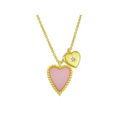 Complete your fashionable look when you pair this rose quartz heart necklace with your favorite outfits. Complete your fashionable look when you pair this rose quartz heart necklace with your favorite outfits. Nickel free Metal: brass Chain length: 18 in. Packaging: decorative card Plating: gold tone Finish: polished Pendant size: 16 mm x 12 mm Chain type: cableSTONE DETAILS Stone type: rose quartz Center stone size: 13 mm x 11 mm Shape: heart Setting: bezel Gemstones may have been treated to en Trendy Pink Charm Necklaces For Mother's Day, Trendy Pink Heart Beads Charm Necklace, Trendy Heart Beads Necklaces, Trendy Heart Charm Necklace For Valentine's Day, Elegant Pink Heart Necklace With Heart Beads, Trendy Pink Heart Charm Necklace, Trendy Pink Heart Pendant Necklace, Trendy Heart Necklace For Mother's Day, Trendy Heart Pendant Charm Necklace For Valentine's Day