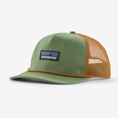 Featuring a brim built with Bureo’s fully traceable NetPlus® 100% recycled fishing nets, this five-panel, organic cotton hat has an adjustable snap closure and is ready for anything. Made in a Fair Trade Certified™ factory. | Patagonia Airfarer Lightweight Cap in Terrain Green - Trucker Hats & Caps - Organic Cotton/Recycled Polyester/Pfas Patagonia Cap, Patagonia Hat, Five Panel Hat, Five Panel Cap, 50% Logo, Fishing Nets, Baseball Trucker Hat, Panel Hat, Cotton Hat