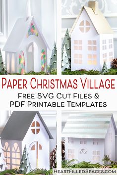 paper christmas village free svg cut files and printable templates - heart filled spaces