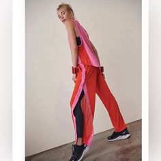 Free People ✨Nothing but Net Set Sporty Pink Summer Pants, Pink Color Block Bottoms For Spring, Spring Pink Color Block Bottoms, Spring Color Block Pink Bottoms, Pink Spring Activewear, Pink Color Block Athleisure Bottoms, Pink Color Block Workout Bottoms, Pink Athleisure Pants For Summer, Design Pants