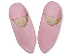 These cool, trendy and super comfy pointed babouche slippers in light pink leather are natural, breathable, will mould themselves to the shape of your feet and are perfect for relaxing in the mornings and evenings after a hard days work! The ideal gift, and of course, the ultimate work from home footware! Our babouches are made using soft supple organic sheeps leather which has been processed naturally without the use of nasty chemicals such as chromium. The leather is hand dyed in our bespoke range of colours and our babouche maker handmakes the babouche with a skill that is passed down from generation to generation, keeping the traditional artisanal craft alive. As these babouche are handmade they may have some imperfections making them imperfectly perfect!    The soles are made from sof Pink Leather Round Toe Slippers, Pink Leather Slip-on Mules, Pink Leather Pointed Toe Mules, Pink Leather Casual Slippers, Casual Pink Leather Slippers, Pink Mules With Leather Sole For Spring, Pink Leather Sole Mules For Spring, Pink Slip-on Slippers With Soft Sole, Pink Soft Sole Slip-on Slippers