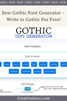 Create stylish 𝕲𝖔𝖙𝖍𝖎𝖈 text for social media, games, and more with our Gothic Font Generator. Easily copy and paste unique text to stand out online. Cool Symbols, Text Generator, Old English Font, Create Text