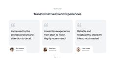 three different types of speech bubbles with the caption'transformative client experiences '