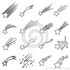 stars and rockets drawn in black ink on white paper stock photo - image 459874