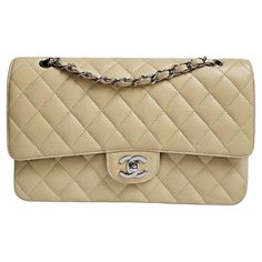 Beatiful classic chanel medium flap in pastel yellow color (almost lighter beige-like) with silver hardware. Series #11 from mid 2000s. Overall still in very good condition. Comes with its holo, card and replacement dust bag. Classic Beige Shoulder Bag With Double Flap, Classic Beige Double Flap Shoulder Bag, Classic Beige Double Flap Bags, Elegant Beige Flap Bag With Cc Turnlock Closure, Luxury Beige Flap Bag With Cc Turnlock Closure, Luxury Beige Double Flap Bag, Classic Cream Bags With Cc Turnlock Closure, Classic Beige Flap Bag, Luxury Beige Flap Bag