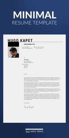 the cover letter for a resume is shown in blue and white, with an image of a