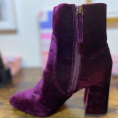 Steve Madden Size 10. Block Heel. Unused. Gorgeous Burgundy Velvet. Purple Closed Toe Boots For Fall, Fall Purple Closed Toe Boots, Chic Burgundy Block Heel Boots, Evening Ankle Booties For Fall, Fall Evening Ankle Booties, Party Ankle Booties For Fall, Fall Party Ankle Booties, Trendy Formal Fall Booties, Fall Purple Ankle Heeled Boots