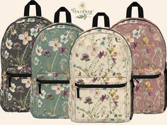 Our exclusive pastel, bohemian floral backpack is beautiful, roomy and durable and would make the perfect personalized gift (personalization optional)! This bag is made from spun polyester and weighs just 1.3 lbs., so it's light, strong and long-lasting. Grab it, stow it, throw it onto the seat next to you, this hippie cottagecore backpack can take it, and so will you, wherever you go! Perfect for the university or college student or as a takealong on your next road trip! This would make a great student gift, daughter gift, custom daughter gift, high school student gift, university student gift, custom mother's day gift, teacher gift, nurse gift, monogram initial gift, personalized gift for mom, sister gift, nana gift, gigi gift, mimi gift, grammy gift, gift for new mom, new mom gift, mom Spring Floral Print Standard Backpack, Spring Backpack With Floral Print For Everyday Use, Floral Print Backpack For Everyday Use In Spring, Spring Floral Print Backpack For Everyday Use, Spring Floral Print Backpack For Daily Use, Cottagecore Backpack, Bag For University, Backpack Flowers, Pastel Cottagecore