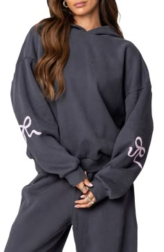 EDIKTED Bonney Bow Oversize Hoodie | Nordstrom Hoodie Graphic, Winter Wonder, Trending Dresses, Bow Detail, Blue Cream, S Models, Christmas Shopping, Graphic Hoodies, Christmas Gift Ideas