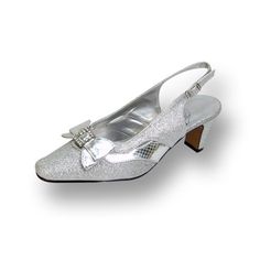 FLORAL Pearl wide width evening dress pump for wedding, prom or dinner. This ladies 2.5" mid heel slingback with decorative rhinestone bow on vamp and metallic glitter fabric body detailed with polyurethane snake print is the perfect choice for those special occasions. **ATTENTION SHOPPERS** Find a large selection of Wide Width styles at our official retail website FAZPAZ . COM. Signup is Quick and Free, plus receive an instant $20 Gift Credit, Free Shipping and Exchanges, 365 Days Easy Returns, Silver Dress Shoes, Wide Width Heels, Shoes For Wedding, Church's Shoes, Prom Dinner, Easter Dresses For Toddlers, Wide Width Shoes, Rhinestone Bow, All About Shoes