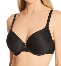 Comfortable yet sexy, this underwire bra will give you a supportive fit while providing a smooth, invisible look under your outfit. The adjustable straps connect at center with J-hook to create racerback. Made of polyamide/elastane/polyester. Contour/t-shirt underwire cups are lightly padded, and shape with an uplifted, rounded look. Memory foam cup conforms to each breast individually with your body heat, and won't crush. Seamless cups have bound edges. Wide triangle center is designed with mes Royalty Dr, Chantelle Bras, Dr Wardrobe, Lace Side, Short Torso, Foam Cups, Fame Dr, Body Heat, Metal Hooks