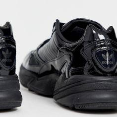 Black Adidas Black Leather Sneakers With Translucent Outsole, Modern Black Patent Leather Sneakers, Black Patent Leather Sneakers For Streetwear, Adidas Black Sneakers With Branded Heel Counter, Black Patent Leather Sneakers With Round Toe, James Harden Shoes, Pink And White Adidas, Adidas Iniki Runner, Adidas Nmd R1 Black