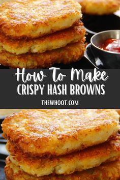 crispy hash browns stacked on top of each other