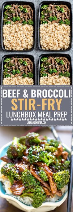 beef and broccoli stir - fry lunchbox meal prep