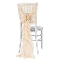 1 Set of Soft Curly Willow Ruffles Chair Sash & Cap - Champagne - CV Linens Outdoor Indoor Wedding, Geode Cake Wedding, Sweet 16 Party Decorations, Geode Wedding, Indoor Wedding Receptions, Party Chairs, Led Balloons, Wedding Send Off, Curly Willow