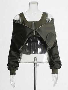 #fashion Different Pockets Types, Modern Cyberpunk Fashion, Jacket Half Off Shoulder, Jacket Wrapped Around Waist, Jacket Hanging Off Shoulders Drawing, Jacket Hanging Off Shoulders, Jacket Design Sketch, Jacket Over Shoulders, Zipper Reference