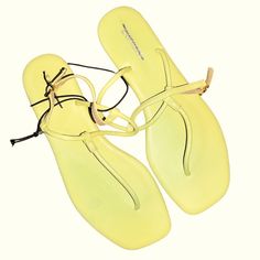 Express New W/Tags Yellow Thong Ankle Sandals Size 8 Name Marked Through To Prevent Returns Trendy T-strap Toe Post Sandals For Spring, Adjustable Ankle Strap Flip Flops For Spring, Trendy T-strap Flip Flops For Summer, Trendy Spring Flip Flops With Single Toe Strap, Trendy Flat T-strap Sandals For Spring, Trendy Adjustable T-strap Sandals For Beach Season, Yellow Toe Post Flip Flops For Spring, Spring T-strap Sandals, Trendy T-strap Sandals For Beach Season