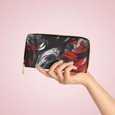 Decorative Black Red White Abstract Seamless Pattern Womens Zipper Wallet Clutch Purse. This stylish and functional Zipper Wallet is the perfect accessory to keep your essentials organized and secure. Using high-quality materials, it is crafted with meticulous attention to detail ensuring its longevity and resistance to wear and tear. The interior of the wallet is lined with a smooth fabric that prevents scratches on your items and provides a pleasant tactile experience every time you use it. This wallet combines fashion and practicality to meet all your daily needs. Whether you're shopping for yourself or a gift for a loved one, the Zipper Wallet makes for an ideal gift choice. Its practicality and style will surely be appreciated by anyone who receives it. .: Material: Faux Leather water Black Clutch Wallet With Zipper Pocket, Red Rectangular Wallet With Zipper Pouch, Black Wallets With Zipper Pouch For Daily Use, Black Wallet With Zipper Pocket For Gift, Black Wallet With Zipper Pocket As Gift, Black Wallets With Zipper Pocket For Gift, Red Zipper Pouch Wallet Clutch, Black Wallet With Zipper Closure As Gift, Black Wallets With Zipper Closure As Gift