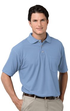 Experience the perfect blend of style and durability with this men's Teflon™ pique polo featuring a convenient pocket. Crafted from a premium 65% polyester/35% cotton fabric, this shirt is treated with Teflon™ for unbeatable stain resistance. Complete with a curl-free collar, rib-knit cuffs, and bone-horn buttons, this classic-fit shirt comes in a variety of colors and sizes ranging from XS to 6XL. Elevate your wardrobe with this must-have addition! updated 11/14 Collared Polo Shirt With Pockets, Collared Solid Color Polo Shirt With Pockets, Relaxed Fit Polo Shirt With Pockets, Classic Blue Polo Shirt With Pockets, Light Blue Cotton Polo Shirt, Classic Blue Button-up Polo Shirt, Sock Company, Blue Moisture-wicking Collared Polo Shirt, Blue Cotton Polo Collar T-shirt