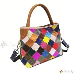 Bird in Bag - Lattice Color Block Cowhide Leather Womens Handbag: Stylish Crossbody for the Modern Woman Multicolor Soft Leather Satchel Shoulder Bag, Multicolor Soft Leather Shoulder Satchel, Multicolor Soft Leather Rectangular Shoulder Bag, Multicolor Soft Leather Crossbody Bag, Multicolor Soft Leather Tote Bag, Multicolor Soft Leather Tote Shoulder Bag, Multicolor Leather Bucket Shoulder Bag, Multicolor Rectangular Soft Leather Satchel, Multicolor Leather Shoulder Satchel