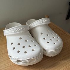 Unisex White Nwt Classic Crocs In Size Men’s 4/ Women’s 6!! Crocs Aesthetic White, White Crocs Aesthetic, Qc Shoes, Cream Crocs, Crocs Aesthetic, Christmas Lists, White Crocs, Classic Crocs, Xmas Wishlist